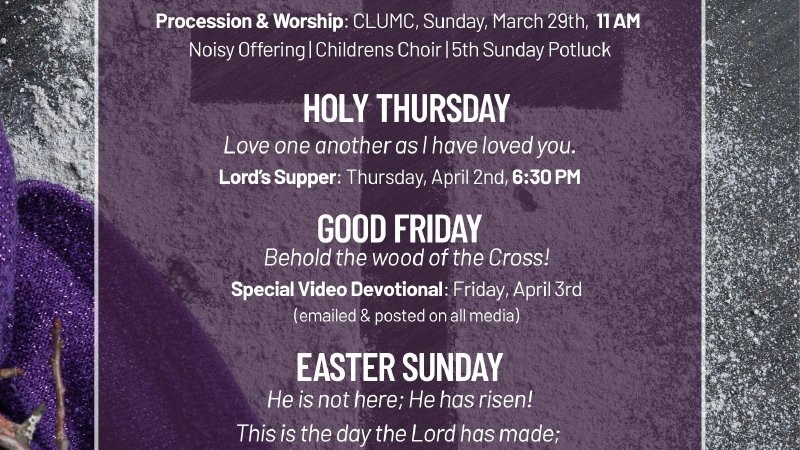 Holy Week Schedule | Canyon Lake United Methodist Church