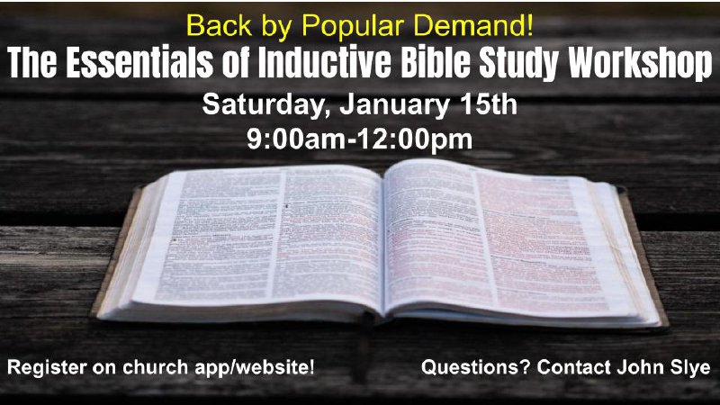 The Essentials of Inductive Bible Study Workshop | Calvary Chapel Fluvanna
